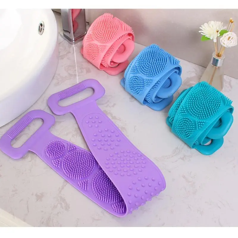 Silicone Bath Belt, 1 Set Back Scrubber Towel, Back Massage Belt, Bathing Accessories for Home Bathroom, Bathing Supplies 6