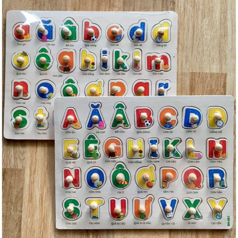 Bảng Núm Gỗ Chữ Cái Tiếng Việt In Thường, In Hoa Giúp Bé Làm Quen Với Bảng Chữ Cái Tiếng Việt