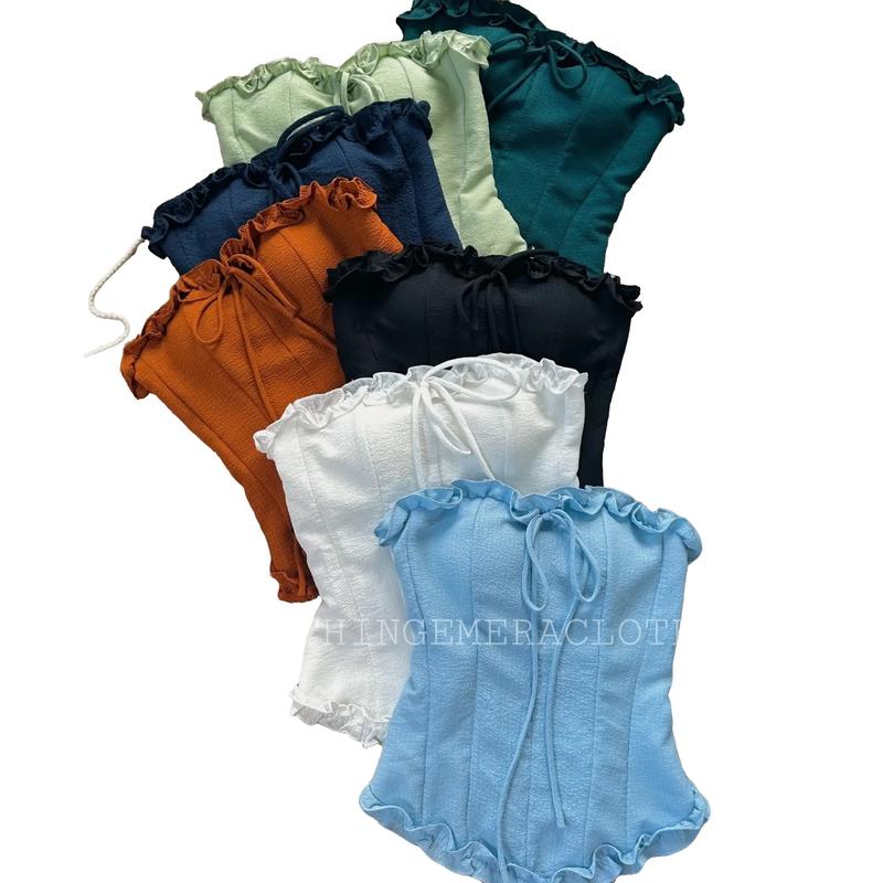 Bộ sưu tập áo Ellie dáng quây cúp ngực bèo xinh xắn mặc được hai kiểu Nữ Top Women Voi Sò