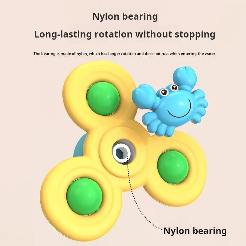 Suction Cup Spinner Bath Toy, 3 Counts Cartoon Animal Spinner Rotating Rattle Fidget Toy for Baby Stroller, Bathing Accessories 2