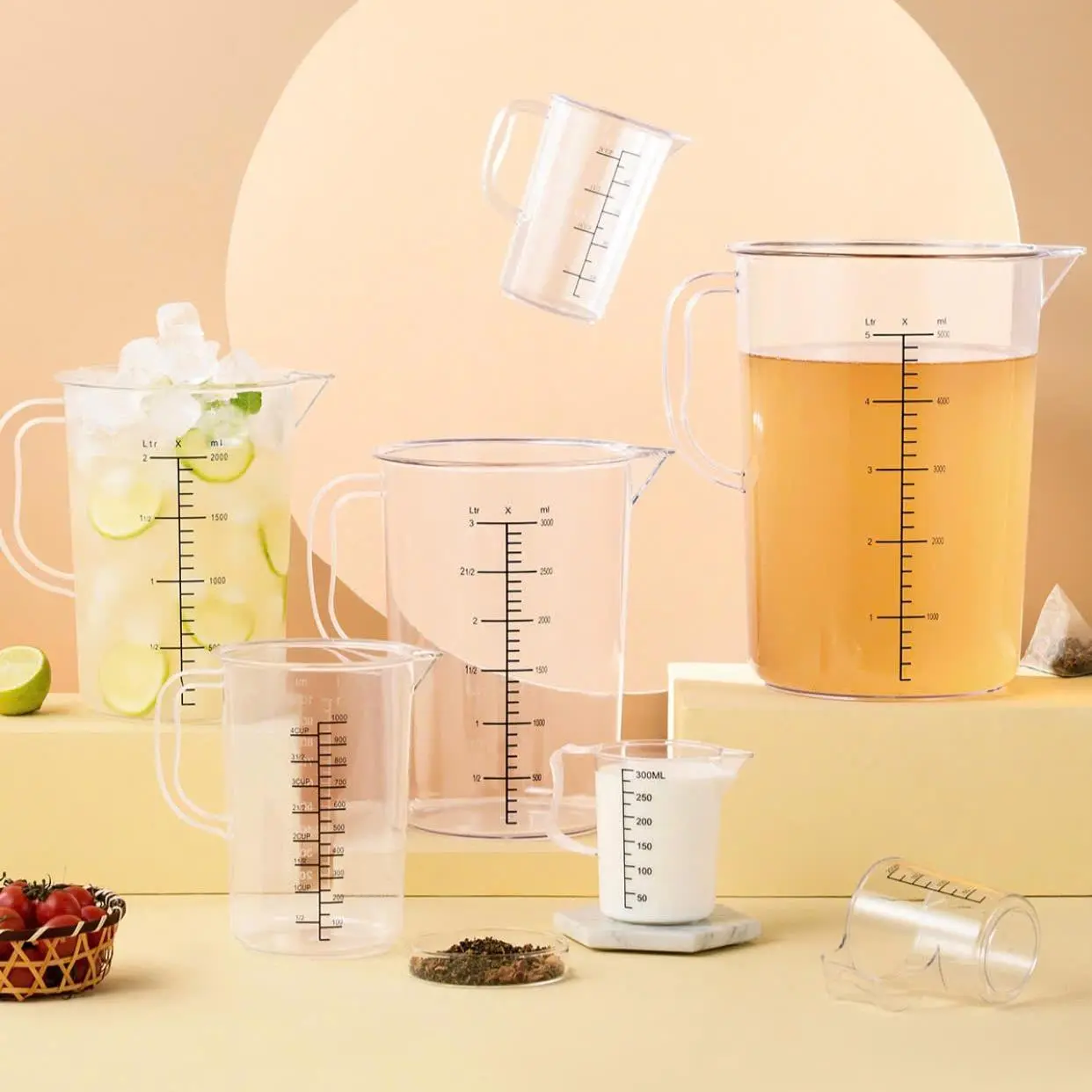 Ly đong định lượng 500ml 250ml 100ml - Có chia Vạch - Ca đong nhựa - Thiết bị máy móc pha chế