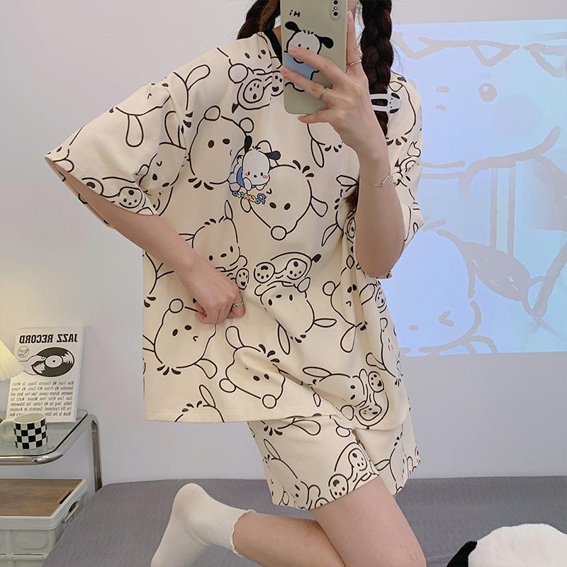 Bộ Đồ Ngủ Cổ Tròn, Hàng Mới Về Mùa Hè, Dành Cho Nữ, Chất Liệu Giống Như Bông, ngắn Tay, Phong Cách Thường Ngày Và Dáng Rộng Rãi, Thích Hợp Cho Học Sinh, Bộ Đồ Mặc Nhà Ngọt Ngào, Đồ Ngủ Nữ, Nhà Máy Áo 4