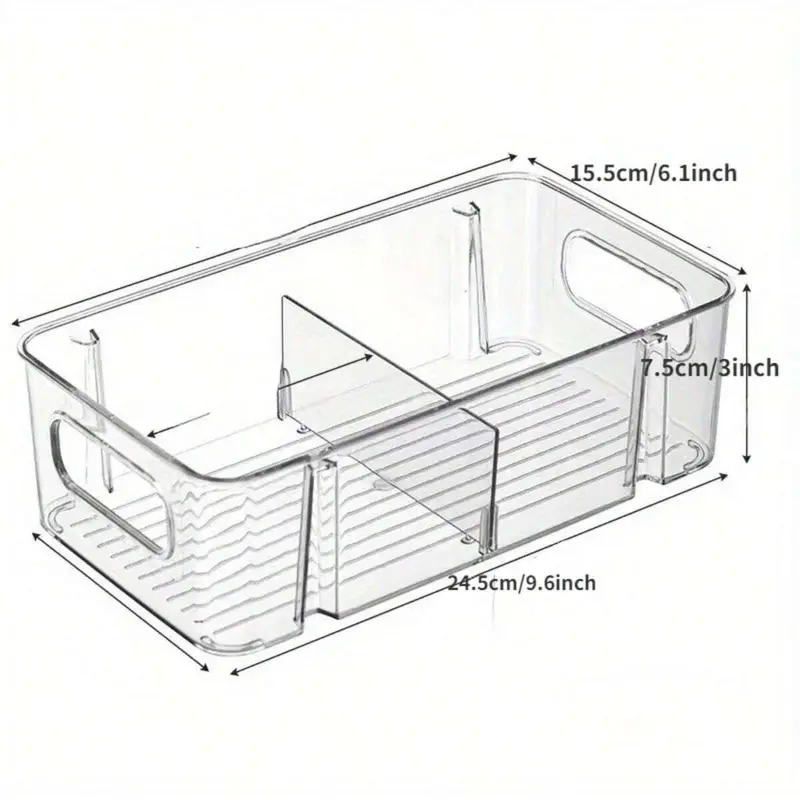 Food Storage Box with Removable Divider, 1 Count Kitchen Refrigerator Food Storage Container, Household Kitchen Organizer, Utensils 8