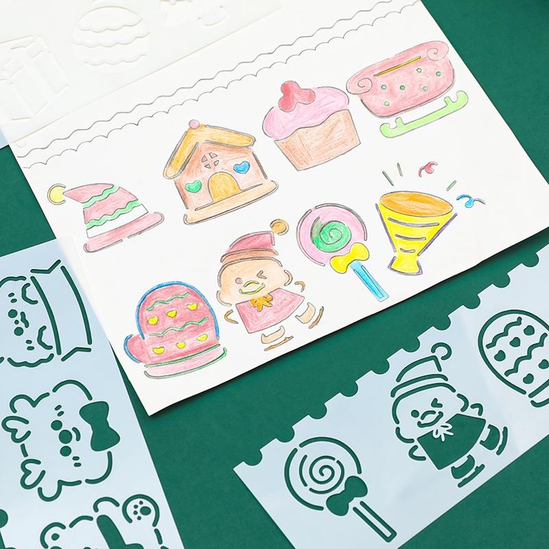 Christmas Multi Pattern Plastic Ruler Painting Drawing Template Christmas Pattern Ruler Stationery Office Supplies 4
