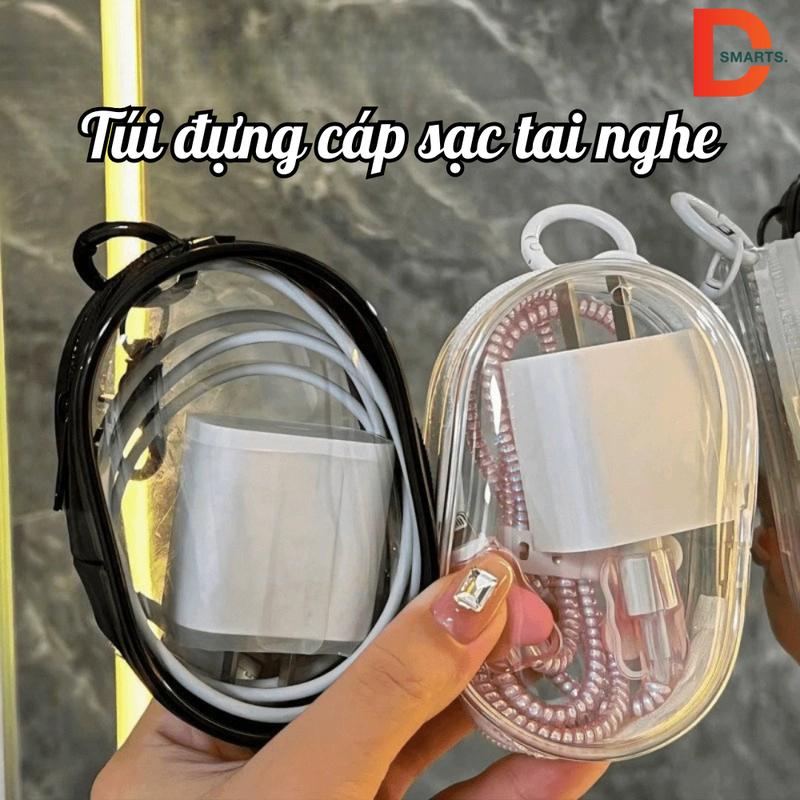  Hộp đựng cáp sạc tai nghe trong suốt Hộp đựng tai nghe chống nước chống bụi tiện lợi 