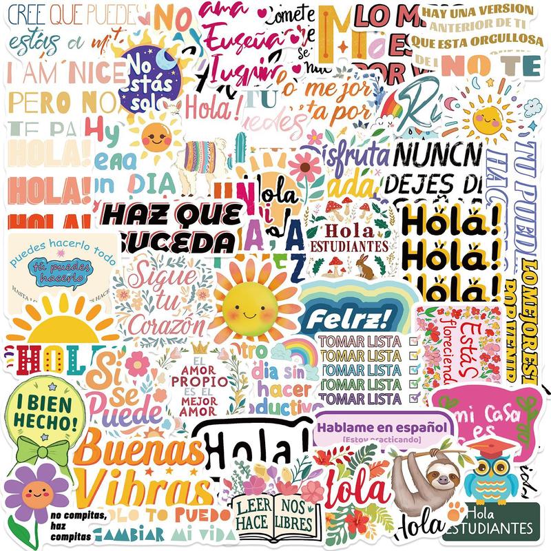 Hình dán Graffiti khuyến khích tiếng Tây Ban Nha, 50 miếng, trang trí tự làm, cho máy tính bảng, hành lý, Sổ Tay, vật dụng không thấm nước, làm bằng PVC, thích hợp cho xe máy, tủ lạnh, mũ bảo hiểm, hình dán trang trí 2
