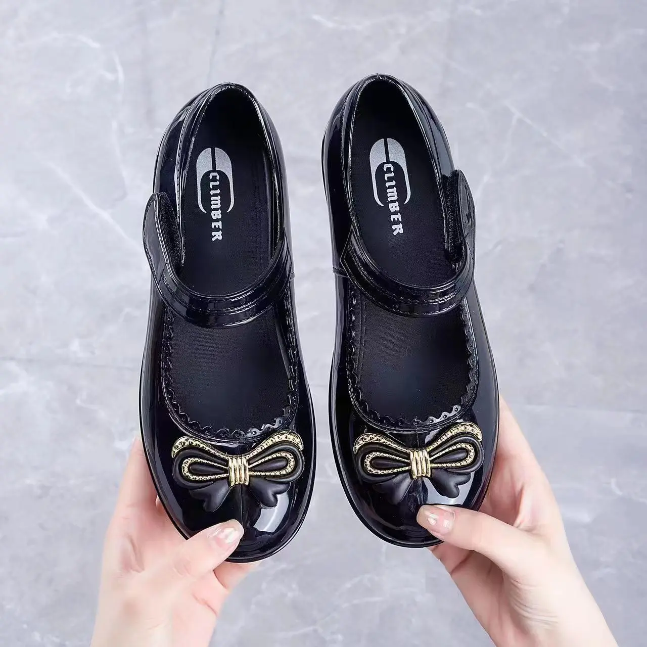 girls black shoes for school for Kids rubber cute fashion child Shoes