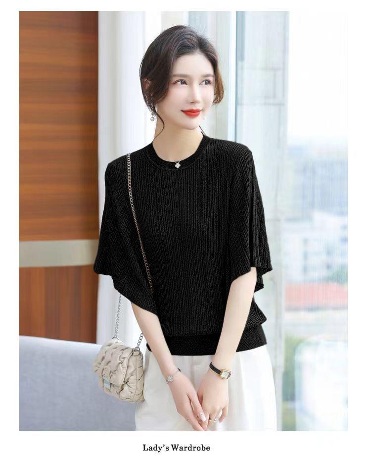Product Introduction of Áo Phông Dáng Rộng Cho Nữ, Ngoại Cỡ, Áo Cánh Dơi, Làm Bằng Lụa Lạnh, ngắn Tay, Áo Thường Ngày Thích Hợp Cho Mùa Hè, Áo Cánh Mỏng, Quần Áo Nữ 10