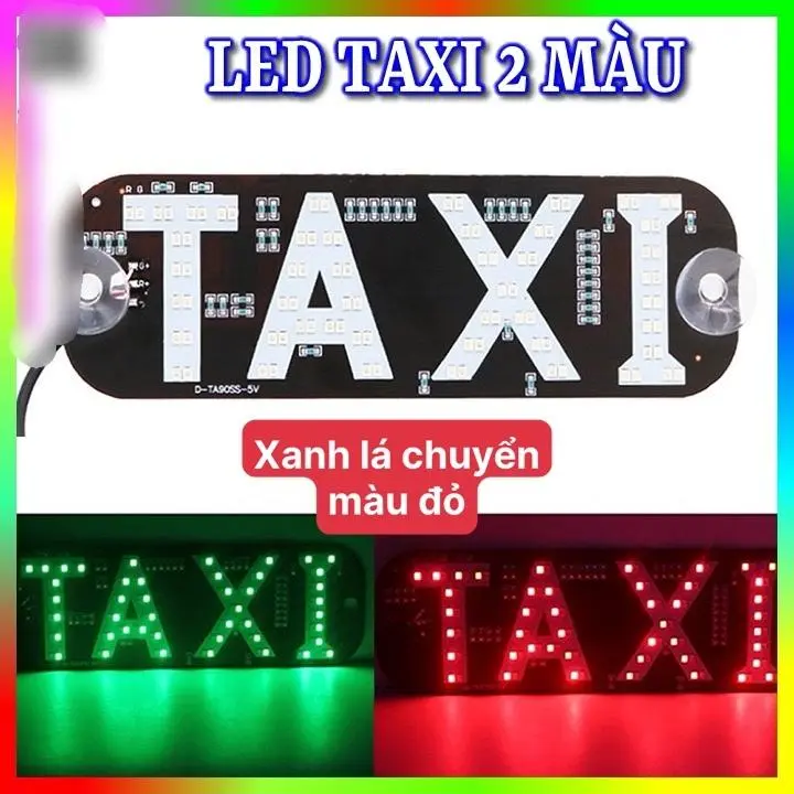 (Đỏ Chuyển Xanh Lá) Đèn Led TAXI Thay Đổi 2 Màu Gắn Kính Ô Tô, Đèn Báo Chữ TAXI Gắn Kính Lái Xe Hơi