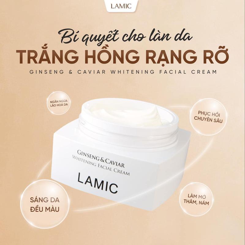 Kem dưỡng rễ bạch sâm LAMIC ️Nâng Tone Da, Mờ Thâm Nám Lamic Ginseng & Caviar Whitening Facial Cream