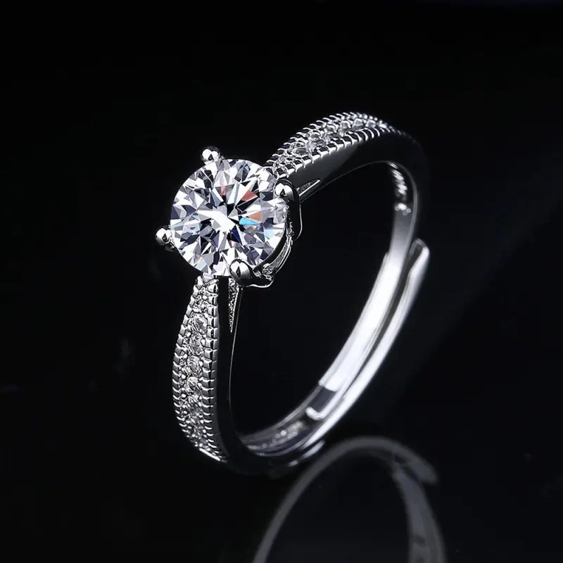 Nhẫn sương trắng, Phong cách Cổ Điển Bốn ngạnh Một Carat Moissanite, Giá Cả Phải Chăng, Nhẫn Cầu Hôn sang trọng, Dành Cho Phụ Nữ, Bán Chạy ở Hàn Quốc và Nhật Bản