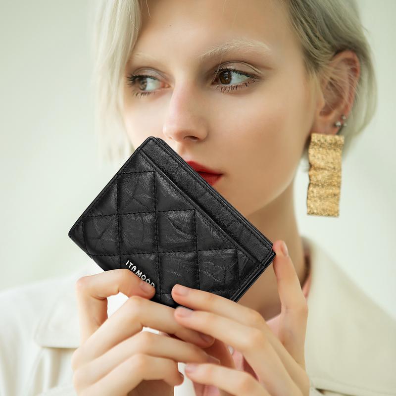 Product Introduction of ITAMOOD Genuine Leather Wallet Clutches Card Bag Integrated Anti Demagnetization Purse Short Women's Compact Zero Wallet 9