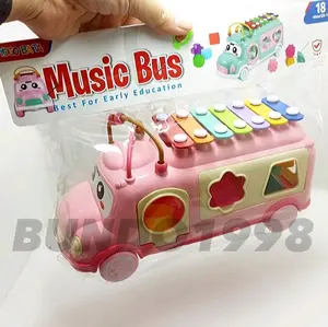 MAINAN ANAK MOBIL BUS XYLOPHONE DENGAN PUZZLE 3 IN MOBIL ALAT MUSIK Hadiah Perempuan Belajar