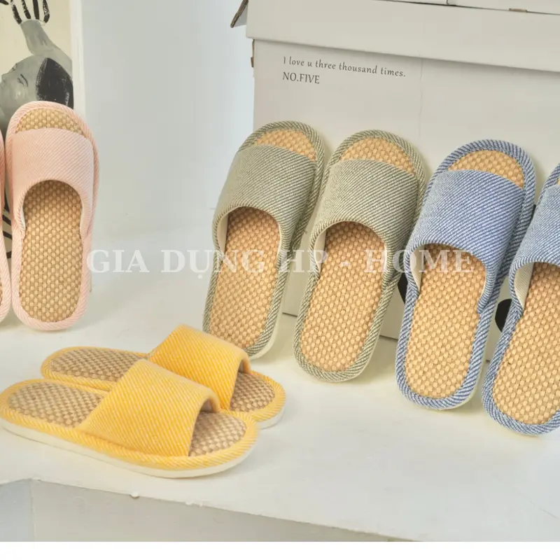 Dép BASIC Đế Cói Vải Lanh Đi Trong Nhà, Thiết Kế Đơn Giản và Sang Trọng, Đế Cao Su Non Chống Trơn Trượt, Đi Trong Nhà, Thích Hợp Cho Nam Nữ Và Cặp Đôi Gia Dụng HP HOME 2