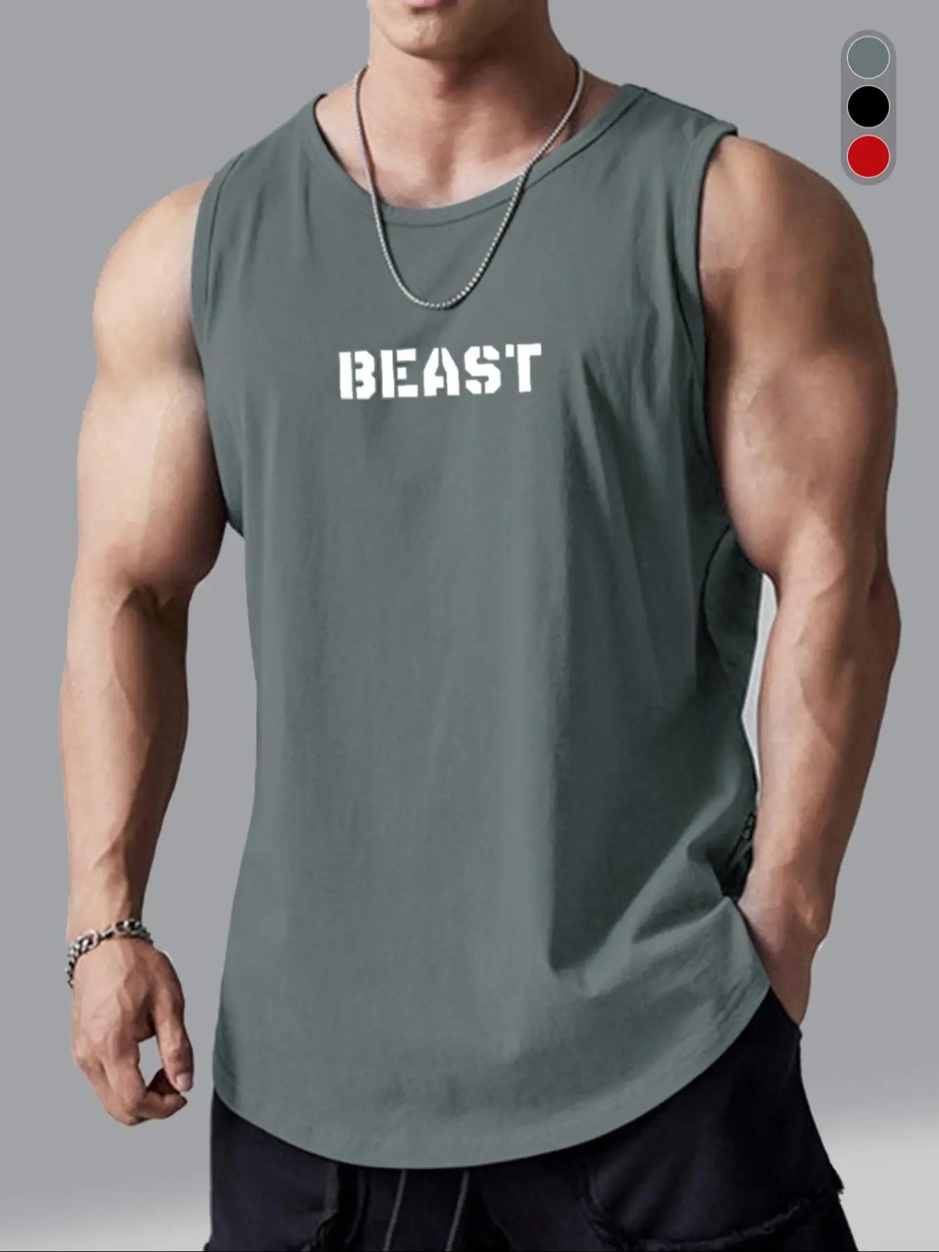 Men's Summer Clothes, Letter & Number Print Round Neck Tank Top, Fitness Outfit, Mens Tracksuit, Regular Fit Sporty Sleeveless Top for Gym Workout Running, Men's Top