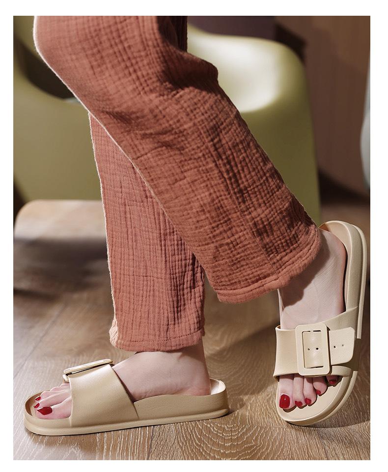 Product Introduction of Women's Slippers New Korean Style Fashion Slippers Outer Wear Internet Hot Casual Home Single Strap Slides Soft Bottom Comfortable Sandals 6