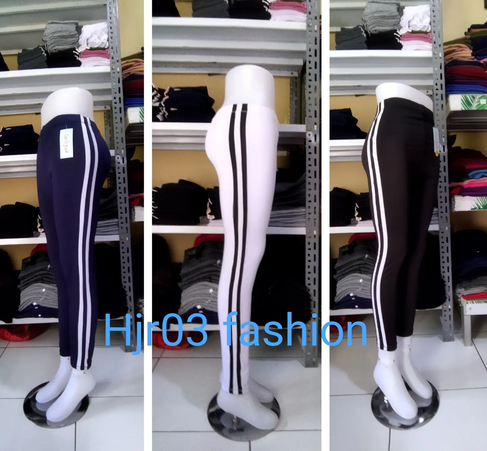 celana leging list putih bahan spandek ukuran standar dan jumbo