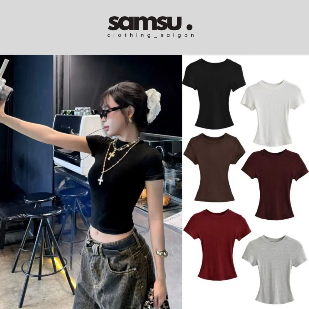 [ SLIM TEE] Áo Thun Baby Tee DANEJI Siêu Ôm Body, Thun Tăm Lạnh Chất Co Dãn Samsu.clothing_saigon