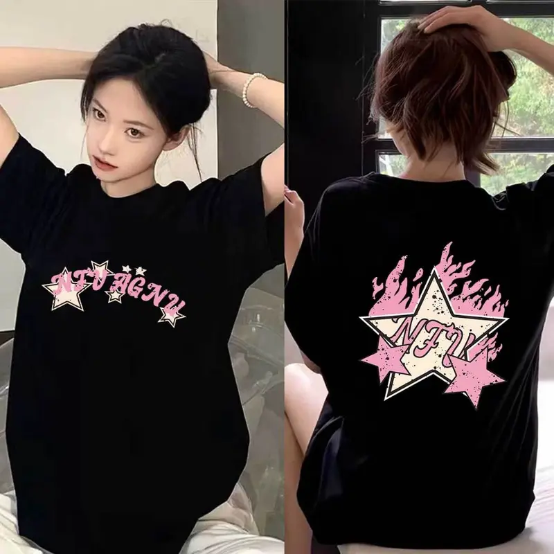T-shirt Atasan Baju Kaos Wanita Hitam Oversize Lengan Pendek Dewasa Distro Keren Premium C273  Katun Combed Cewek 0