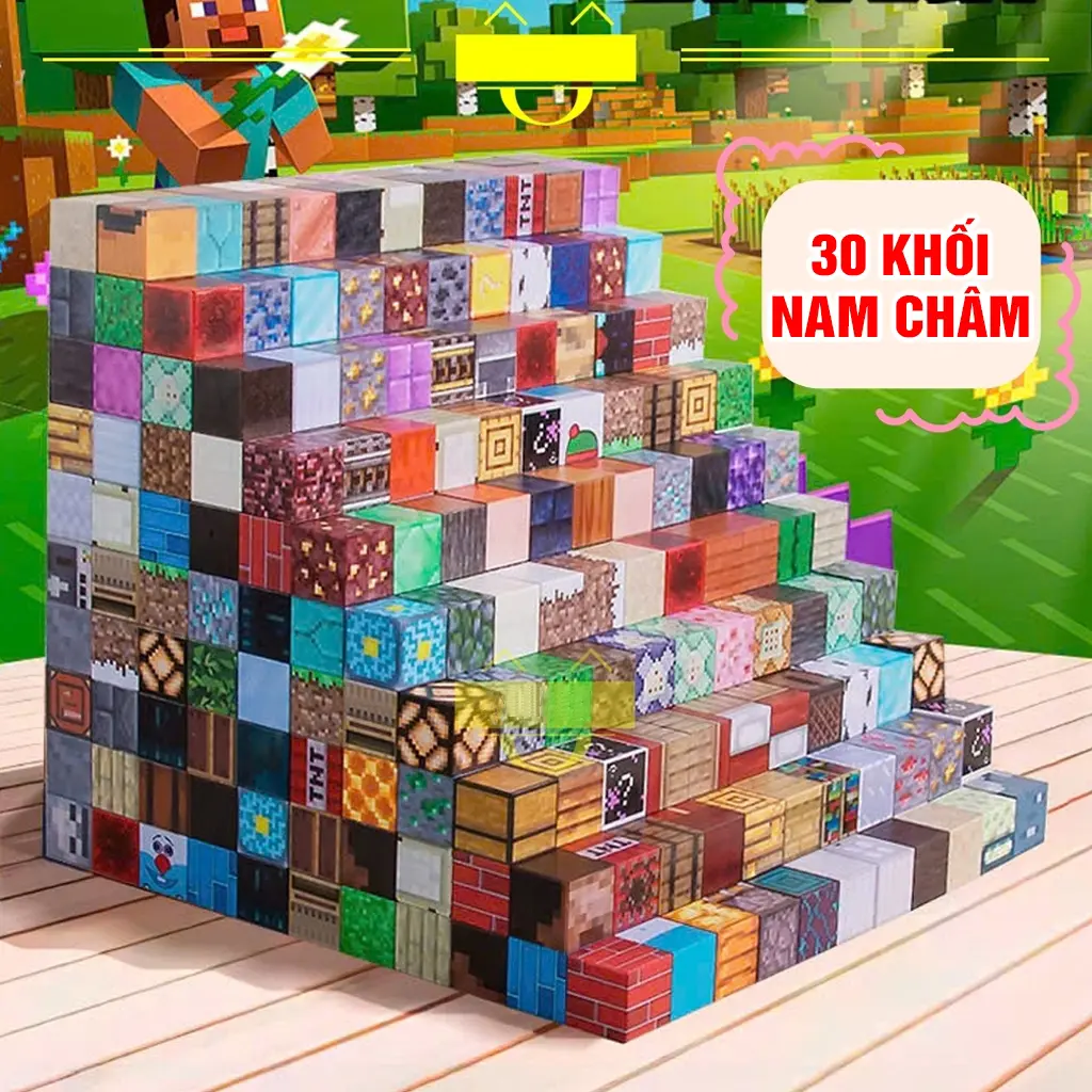 Đồ chơi xếp hình nam châm mạnh mẽ cho trẻ em, bộ khối Minecraft hoàn chỉnh đồ chơi lắp ráp giáo dục cho bé trai và bé gái.