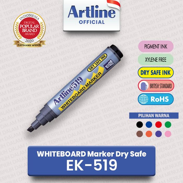 Gambar ARTLINE Spidol Papan Whiteboard Marker DRY SAFE Tinta Tahan Kering EK-519 Body Plastik - RED dari Artline Indonesia Kota Surabaya Tokopedia