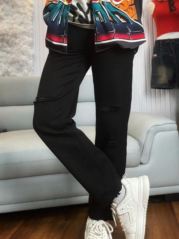 Quần jean suông nam rách gối màu đen cá tính Menswear Pants Baggy jeans  suong nam 3