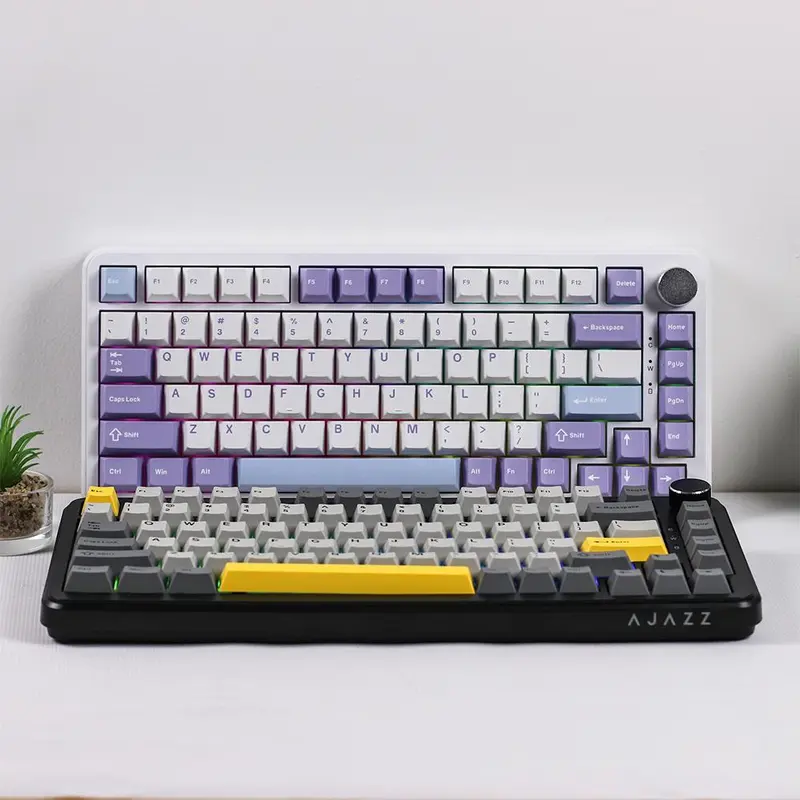 Ajazz AK820 MAX 75% Mechanical Keyboard 3-Mode RGB with 0.85 TFT Color Screen and Volume Knob Gasket Mount Hotswappable for all keys 7