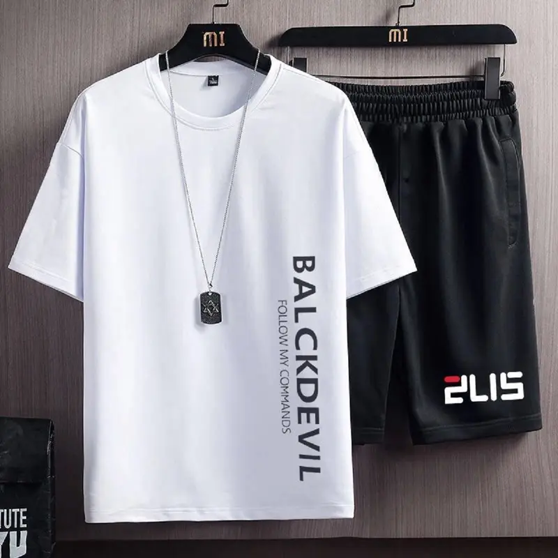 Bộ quần áo nam thể thao thun lạnh co dãn nhanh khô in chữ Ground Menswear 3