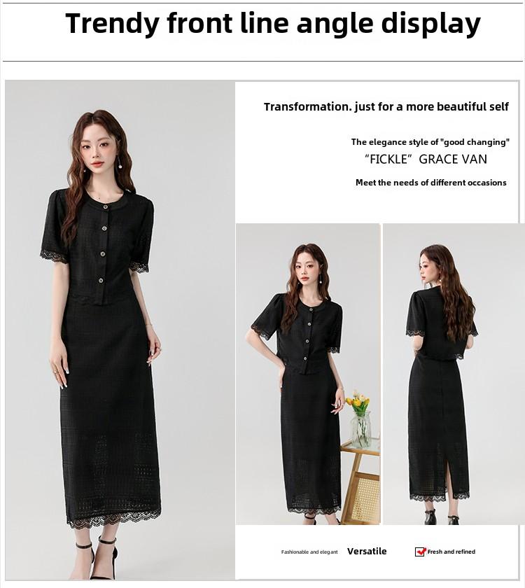 Product Introduction of Exclusive New High-End Dress 2025 Summer New Elegant Small Fragrance Style Heavy Lace Cover-Up Slimming Long Set Dress Luxury Women's Fashion 2