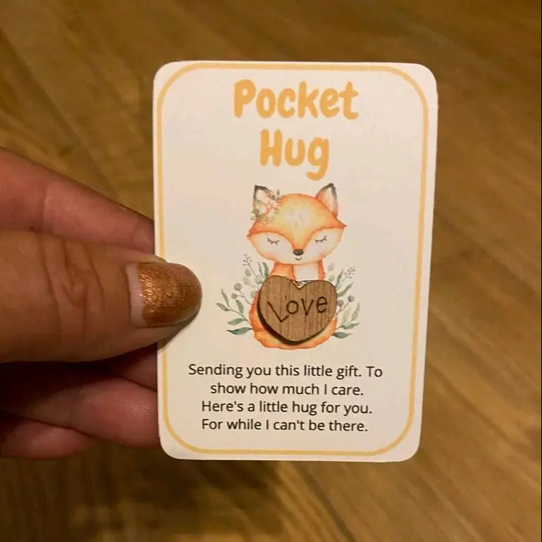 Pocket Hug fox, thinking of you, I miss you gift, make me happy gift, little pocket Hug, stocking filler, secret santa, gift for her