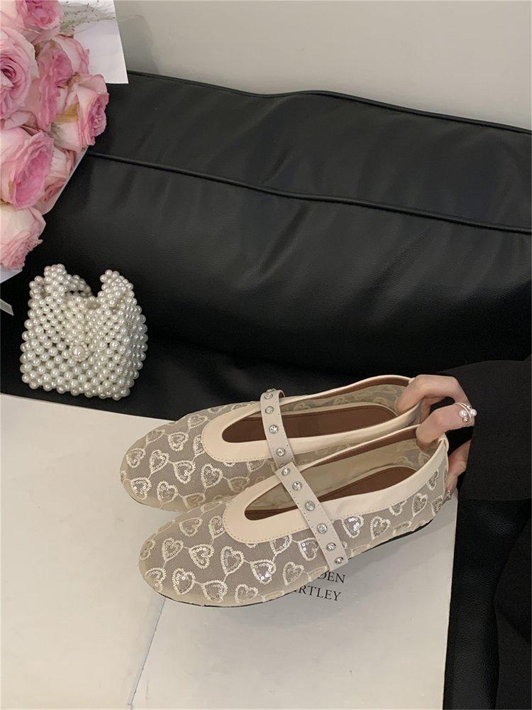 Product Introduction of Flat Shoes for Women Round Toe Mesh Soft Sole Slip-On Fashion Mary Jane Shoes Sizes 35-40 34