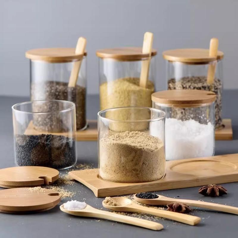 ASHOME TEMPAT BUMBU SET ISI 3 PCS - TEMPAT GULA GARAM MERICA 3 JAR - TOPLES BUMBU MURAH TIGA JAR BAHAN KACA - SEASONING JAR SET - TOPLES BUMBU TAHAN PANAS ELEGANT MEWAH DENGAN KOMBINASI KA 1