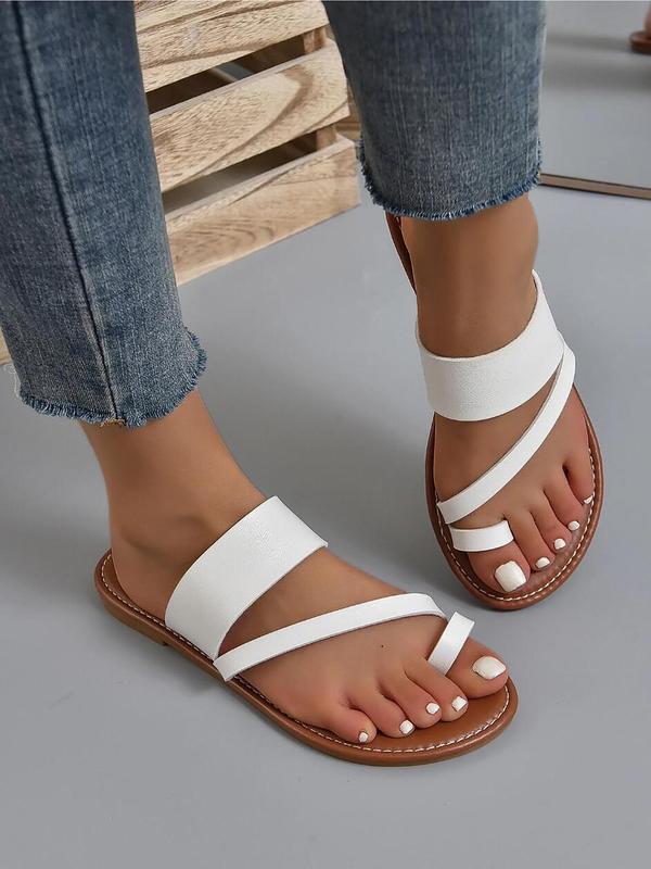 Women's Fashionable Plain Color Flat Sandals, 1 Pair Toe Thong Flat Slippers, Casual Versatile Summer Sandals, Trendy All-match Sandals for Beach Vacation 1
