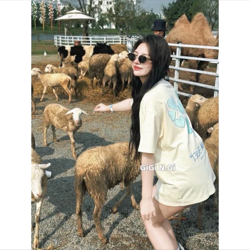  M56 - ÁO PHÔNG KÈM GẤU  13DEMAR TIM ĐỦ MÀU Nữ Women + TranDung 