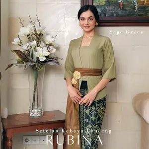 Setelan Kebaya Lonceng Rubina dan Bawahan Kamen Batik Endek Bali Free Selendang Kebaya Pengantin Pesta Wisuda Modern