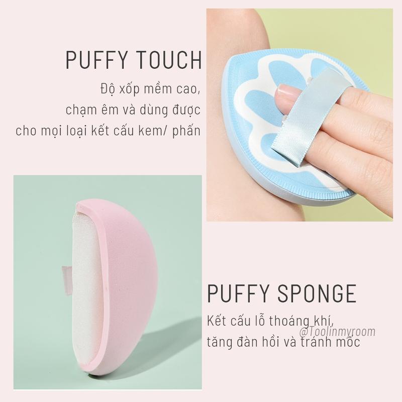 Bông Mút Tán Trang Điểm XL Chân Mèo Kèm Hộp Đựng Mềm Xốp Big Size Giúp Tán Kem Nền Phấn Phủ Hiệu Quả 3