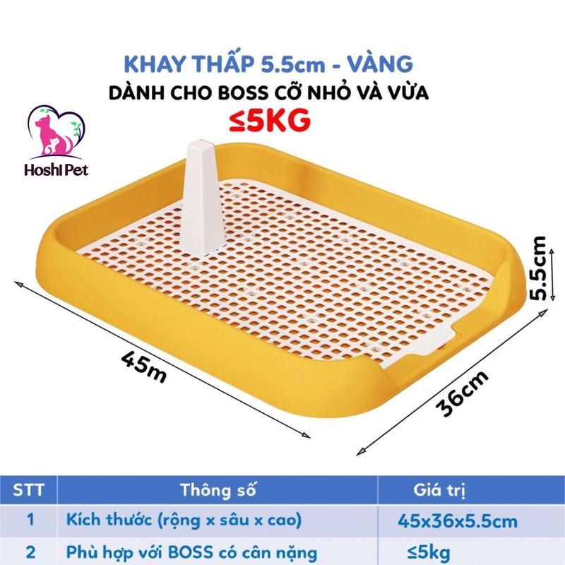 Khay vệ sinh cho chó nhỏ thành thấp 45x36x5.5cm- Khay hướng dẫn cún đi vệ sinh TẶNG KÈM CỘT