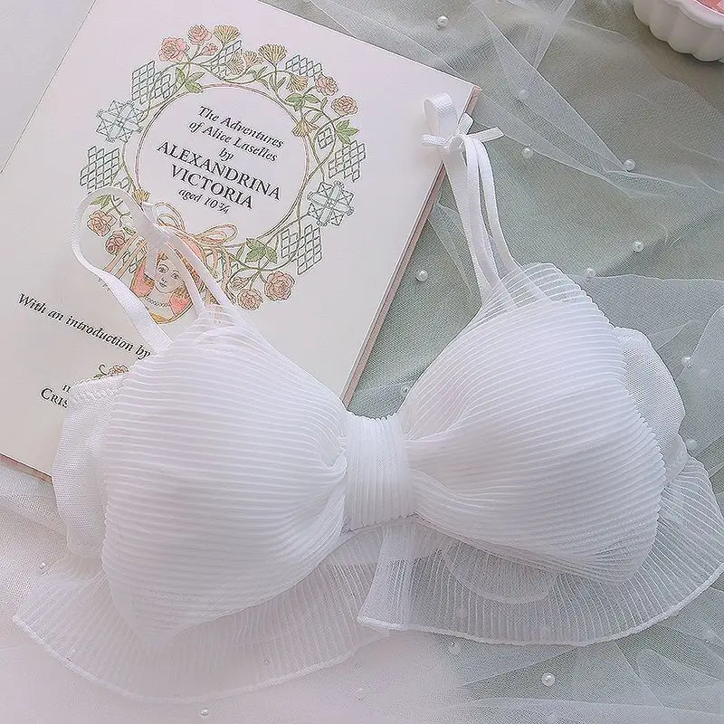 Women's Underwear Dream Island ~ Japanese Girl Bow Cute Underwear Suit Mesh Sweet Wireless Bra Bra Womenswear Comfort Innerwear Basic