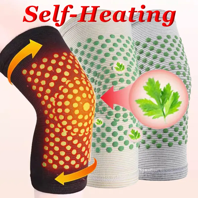 1pc nylon wormwood Lattice Hot Compress  Warm Knee Pads Joint Breathable High Elasticity Leg Sleeve