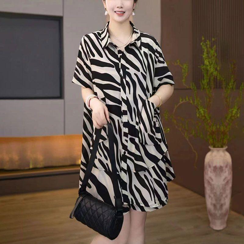 Product Introduction of Bộ Đồ Hai Mảnh Cho Nữ, Thời Trang Mới Mùa Hè 2024, Ngoại Cỡ, Dáng Rộng Rãi Và Mỏng, Áo ngắn Tay Sọc, Quần Đùi Ống Rộng 4