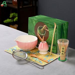 ชุดมัทฉะญี่ปุ่น AiyoCha 4/5 ชิ้น ประกอบด้วย ชามเซรามิก แท่งมัทฉะไม้ เสื่อไม้ไผ่ ที่ใส่ชา และเครื่องตีชา ชุดน้ำชา ราชวงศ์ซัง ชุดน้ำชาเดินทางฟรี เหมาะสำหรับการทำสมาธิเซน ชุดมัทฉะสุดหรู เหมาะสำหรับคนรักมัทฉะ matcha  set  kit