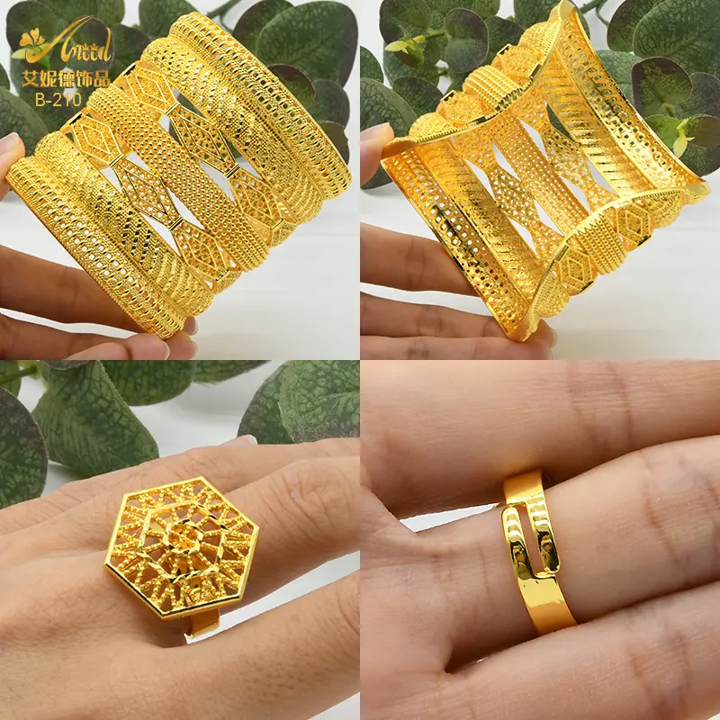 Nhẫn Vòng Tay Cưới Cô Dâu, Mạ Vàng 24K, Trang Trí Nhẫn Vòng Tay Lớn, Thích Hợp Cho Nữ Trung Đông Và Nữ Ban Nhạc, Làm Bằng Vàng Phù Sa 3