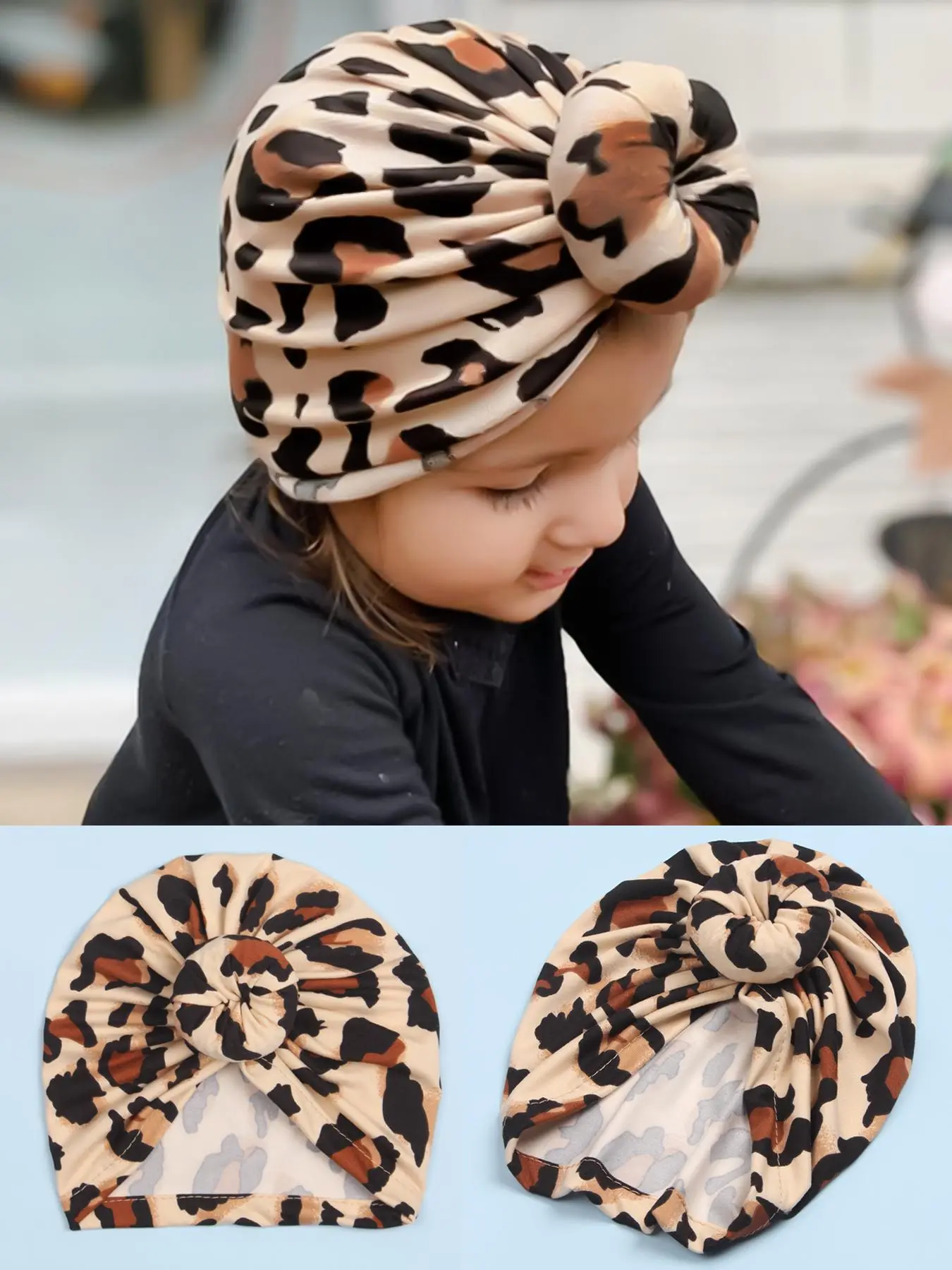 Leopard Pattern Doughnut Headband (1 Piece), Cute Sweet Bun Head Wrap for Baby Girls & Boys