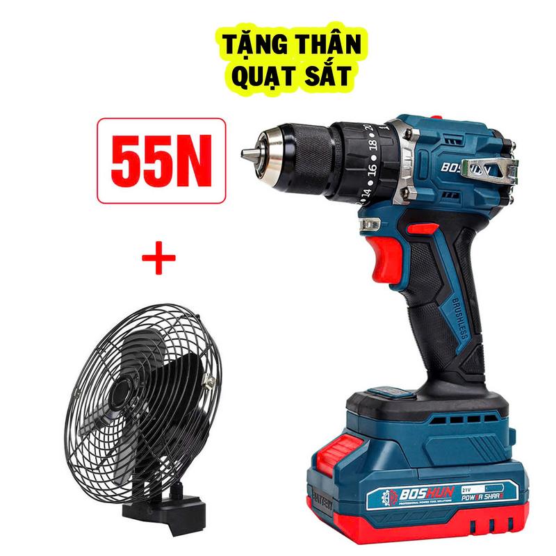 Bộ Máy Khoan Boshun BS2110 2Pin Tặng Thân Quạt Sắt