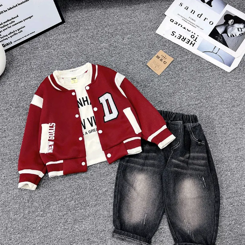 2 mẫu( tặng vòng)bộ nỉ ép quần jeans 4 chi tiết dài tay của bé trai sai 10-25kg( quần dài 3,5 gang)( phom to bạn ít tuoi không  tăng sai) 1