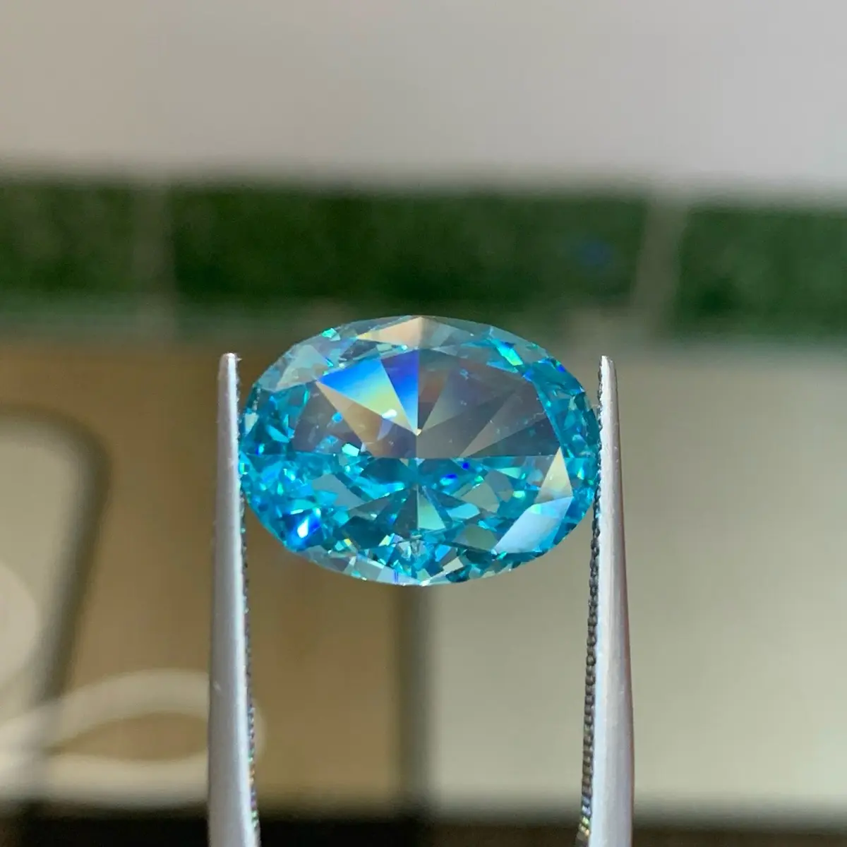 Đá Topaz Xanh Khối Ovan Tự Nhiên Hình Trái Tim Dùng Làm Mặt Nhẫn Mặt Dây Chuyền Nam Và Nữ