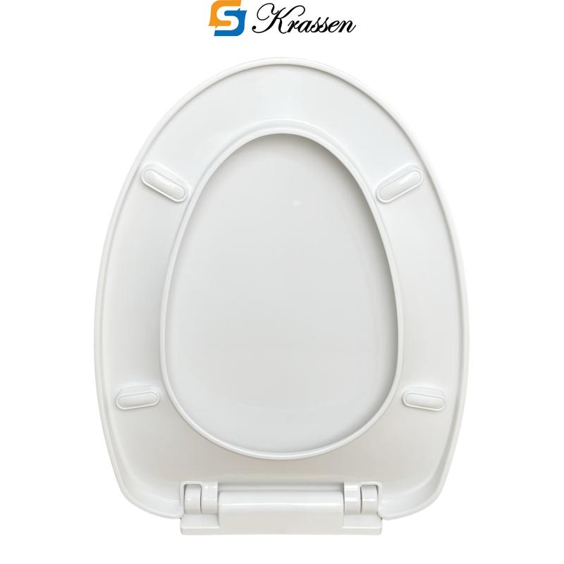Product Introduction of <Mã KR.23> Nắp bồn cầu đóng êm KRASSEN làm từ nhựa PP cao cấp (màu Trắng sữa) hình mũi nhọn (chữ V) đa năng phù hợp với hầu hết bồn cầu một/hai khối 13