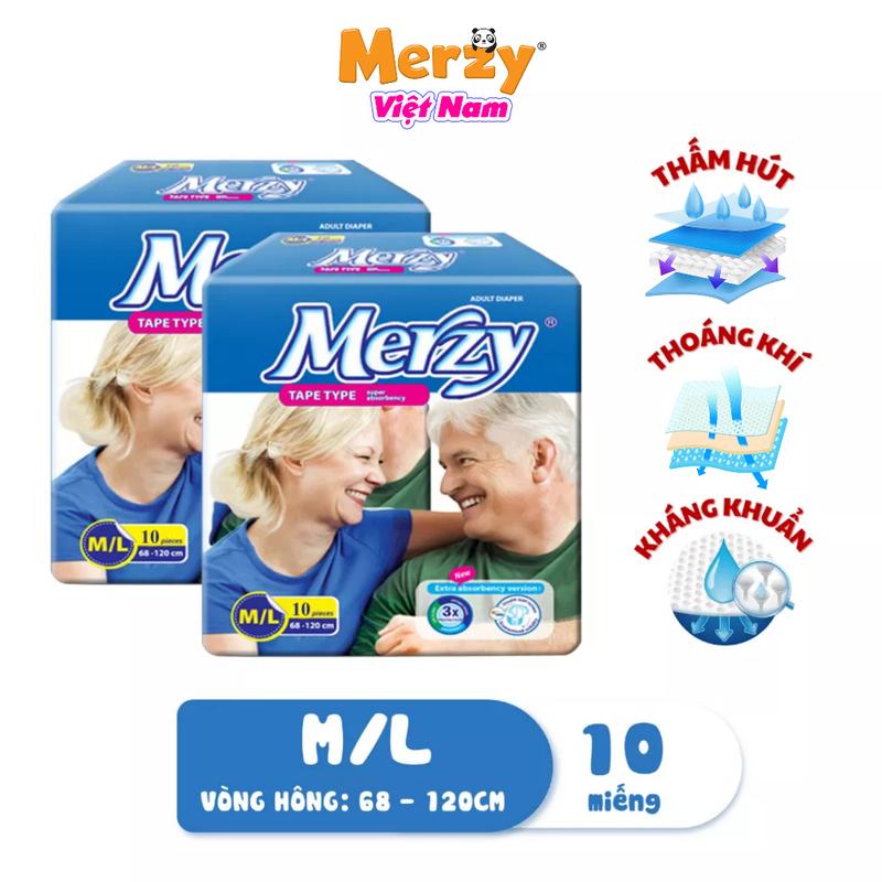 Bỉm già Dán Merzy size M L 10 miếng dành cho người già