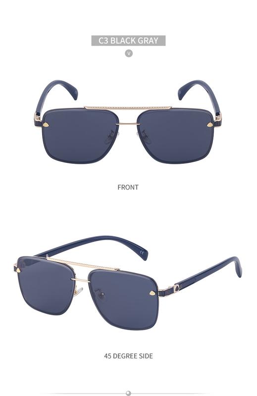 Product Introduction of Men's Glasses 2023 New Retro Metal Double Beam Sunglasses Square Frame Trimming Driving Sunglasses 15