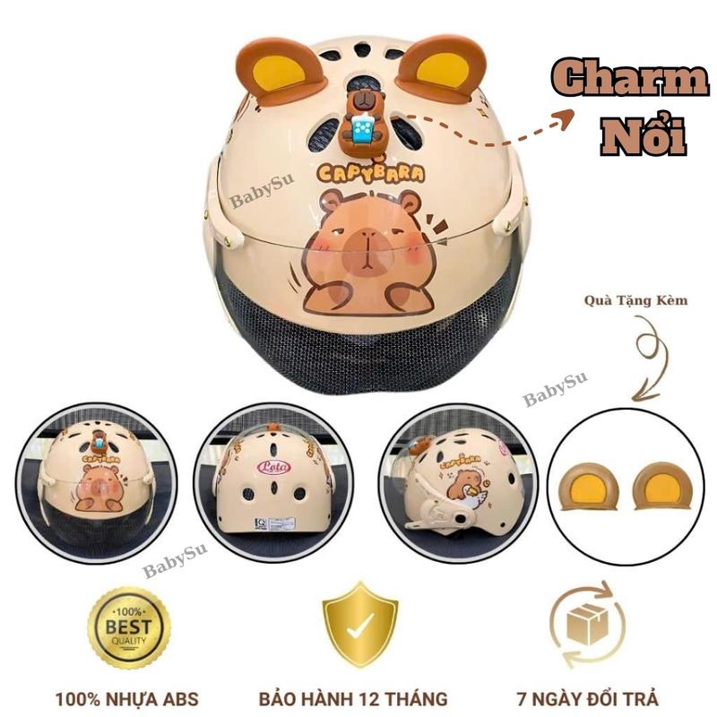 Nón bảo hiểm cho bé Labubu,  Capybabra, Kuromi gắn sticker 3D đạt chuẩn an toàn giao thông, bảo hành 12 tháng 4